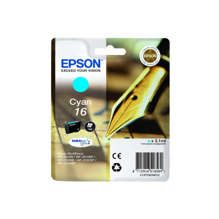 Tusz   Epson T1622  do WF-2510WF/2520NF/2530WF  | 3,1ml | cyan