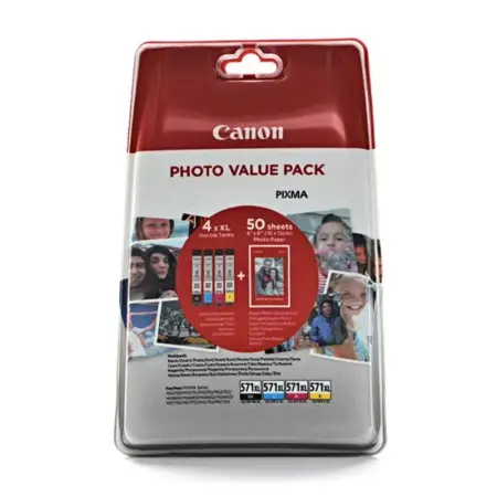 Tusz Canon CLI-571CMYK XL + 50x PP-201 do Pixma MG5750/6850 | CMYK